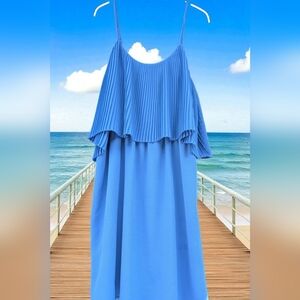 Mossimo Supply Co. Blue Pleated Dress Size Large (EUC)